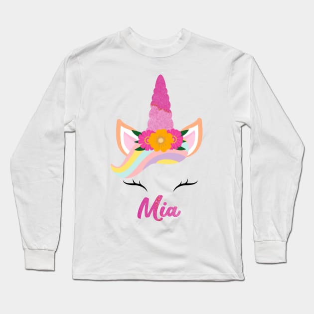 Name mia unicone awesome gift Long Sleeve T-Shirt by Gaming champion